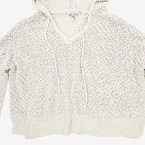 Young Fabulous & Broke Popcorn Knit Hoodie Sweater Small Cream Clean Girl Comfy - Picture 9 of 15